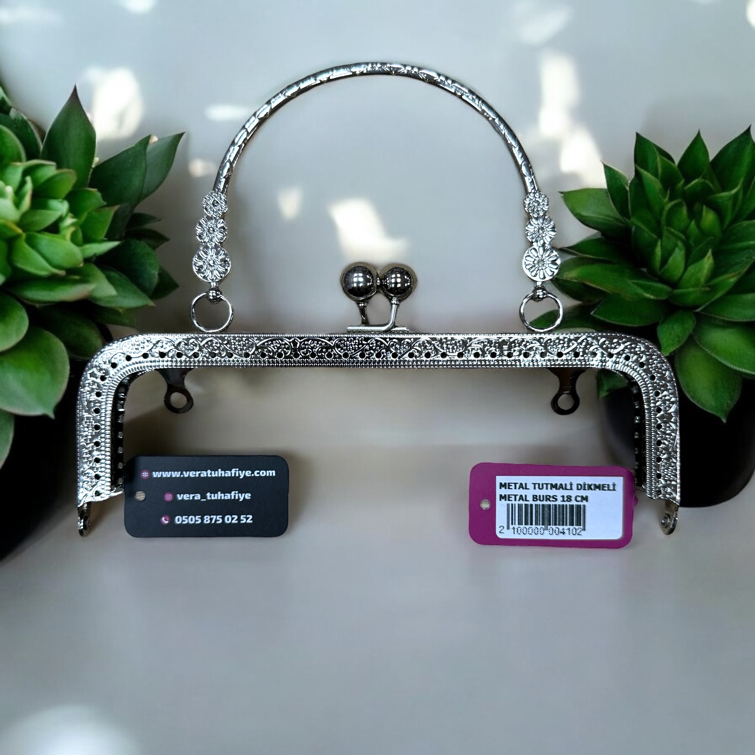 18.5 cm DİKMELİ BURS GÜMÜŞ